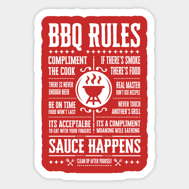 BBQ Rules Bbq Sticker TeePublic